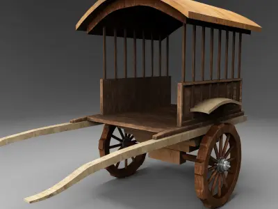 Medieval Wooden Horse Cart 3D model