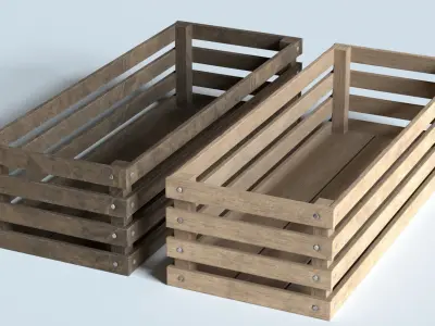 Long Wooden Crates Low-poly 3D model