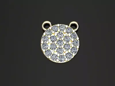 Round Stud Cluster Diamond Pendant 3D print model