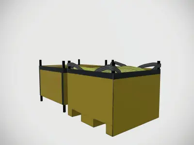 Industrial Metal Waste Bin Low-poly 3D model