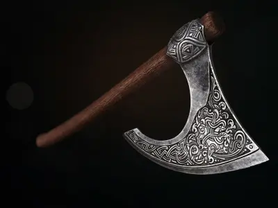 Battle axe  Low-poly 3D model get