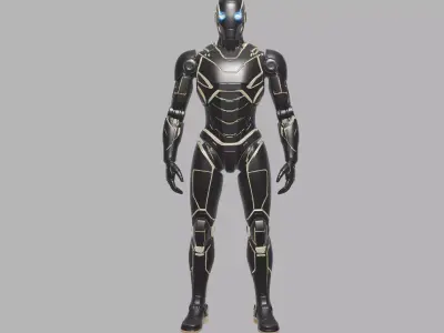 Black Gold Sci Fi Superhero Armor 3D model