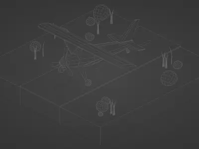 Low Poly Airplane Isometric Low-poly 3D model