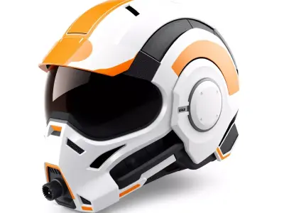 Futuristic SciFi Pilot Helmet Low-poly 3D model purchase