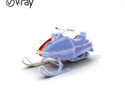 Classic Red Snowmobile D Model Pack with Three Levels of Detail Low-poly 3D model