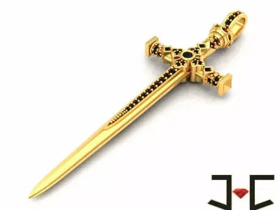 0163 - Stylish Antique Sword Pendant 3D print model