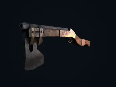 Shotgun Axe Low-poly 3D model