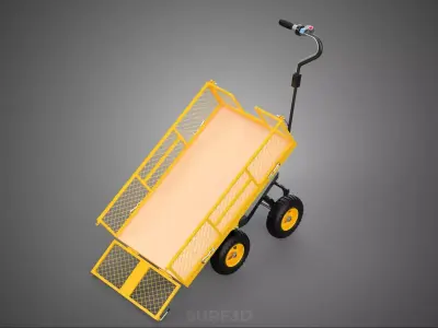 ELECTRIC TILTING LIFT MESH BED DUMP GARDEN WAGON CARGO CAGE CART 3D model