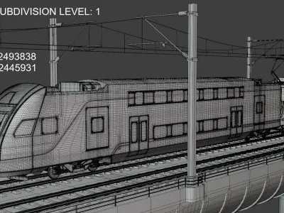 Bridge with Stadler train 3D model