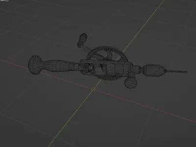 Hand old drill machine Game Ready Model  3D model