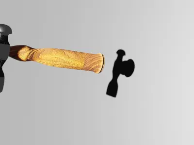 Hammer 3D model wooden with metal handle 3D model