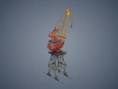 Dock crane Low-poly 3D model 2