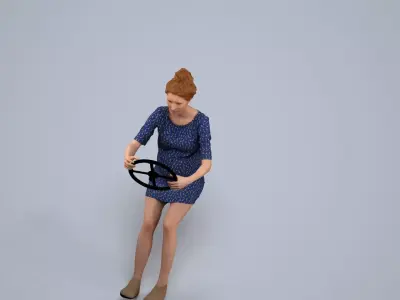 00183Marike007 - Young Caucasian man driving car in casual 3D model