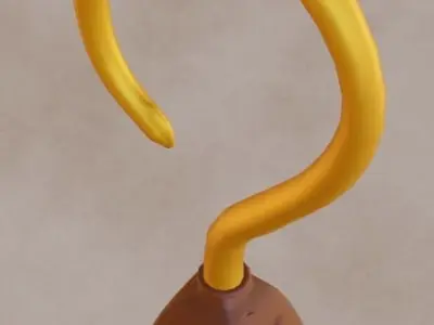 Golden Pirate Hook low-poly game ready Low-poly 3D model
