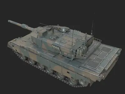 2 coatings of JSDF Type 90 Type-90 Main Battle Tank MBT Low-poly 3D model