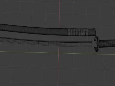 Katana samurai sword Low-poly 3D model 20