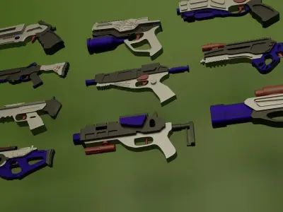 3D Pack Of Sci-fi Guns 3D model