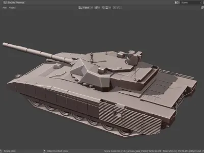T14 ARMATA TANK BASE MESH  Low-poly 3D model