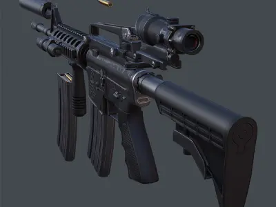 3DRT - Modern Firearms Animated - M4 Carbine Low-poly 3D model