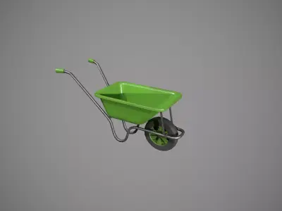 Green Wheelbarrow Low-poly 3D model purchase