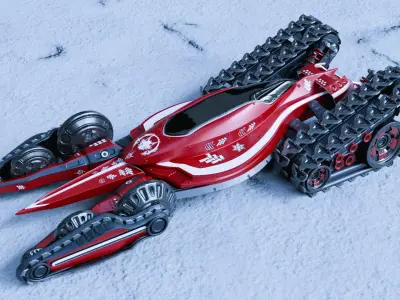 Futuristic Snow Terrain Combat Tank 3D model