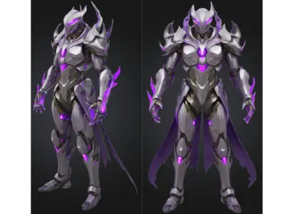 Futuristic Dark Knight Low-poly 3D model