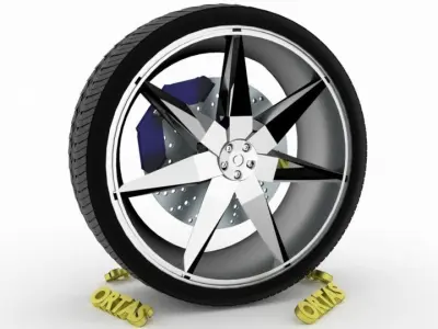 ORTAS CAR WHEEL RIM 80 GAME READY WHEEL RIM TIRE 3D model
