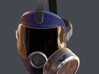 Gas mask helmet 3d model scifi Low-poly Low-poly 3D model Low-poly 3D model 15