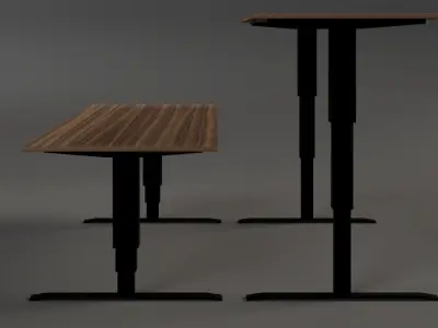  Walnut Raisable Desk Free low-poly 3D model
