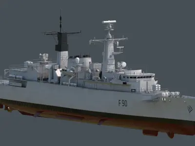 HMS type 22 frigate F90 brilliant Low-poly 3D model