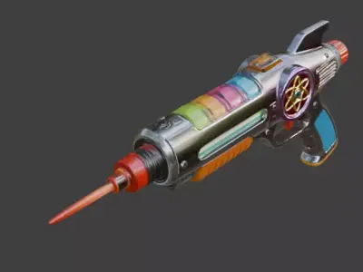 Neon Pulse Atompunk Ion Disintegrator 3D Model Low-poly 3D model