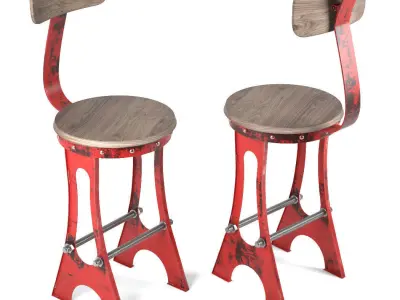 Bar stools in industrial style 3D Model Pack
