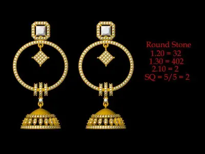 Jhumka Earring - 007 3D print model