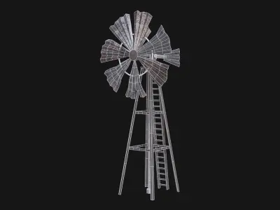 POST APO IMPROVISED WINDMILL WIND TURBINE GENERATOR SURVIVAL Low-poly 3D model
