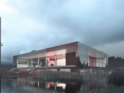 Modern Lake House 3D model purchase