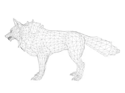 Wolf rigged and animated Low-poly 3D model