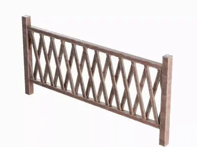 Wooden Fence C 02 Low-poly 3D model