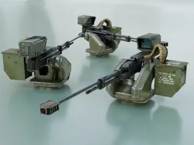 Heavy Machine gun Station  Low-poly 3D model