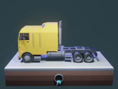 low poly truck semi Low-poly 3D model by CgiNexus