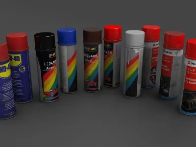 spray cans Low-poly 3D model
