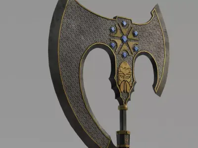 Slavic viking great fantasy axe Low-poly 3D model