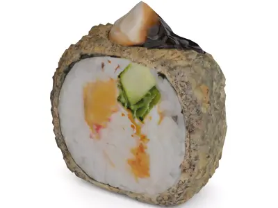 Sushi Salmon crab sticks masago caviar cucumber onion Low-poly 3D model