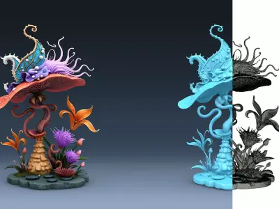 Exotic Colorful Plants - High-Poly Resolution Part 2 3D model