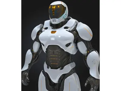 Futuristic Combat Android Low-poly 3D model