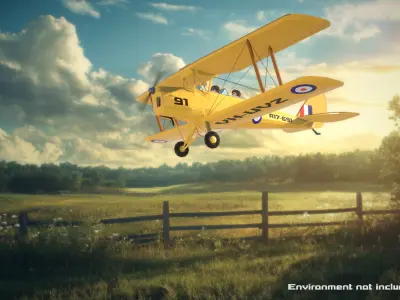 Tiger Moth - Low-poly Biplane with Pilot 3D model