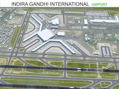 Indira Gandhi International Airport 10km Low-poly 3D model