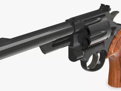 Black Revolver Pistol 3D model
