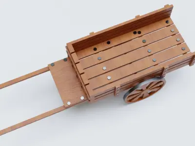  Horse cart wooden cart  3d model  3D model