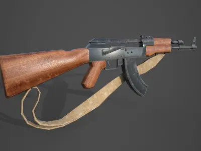Low poly game asset - AK-47 Type 1 - PBR Low-poly 3D model
