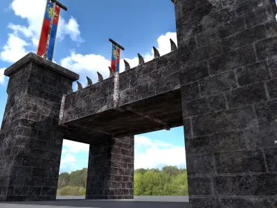 Medieval Stone Bridge - Modular Low-poly 3D model